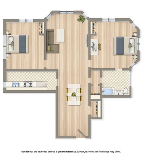 the calverton apartments two bedroom floor plan